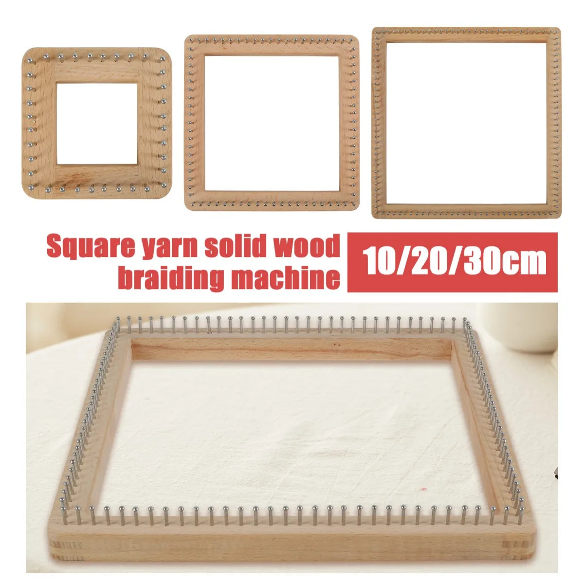 Square Beech Wood Knitting Loom Board – DIY Weaving Tool