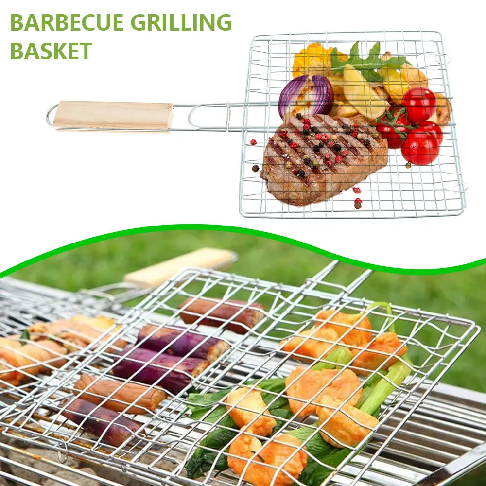 Stainless Steel Folding BBQ Grilling Basket – Fish, Meat & Veg BBQ Grilling Basket Nixie