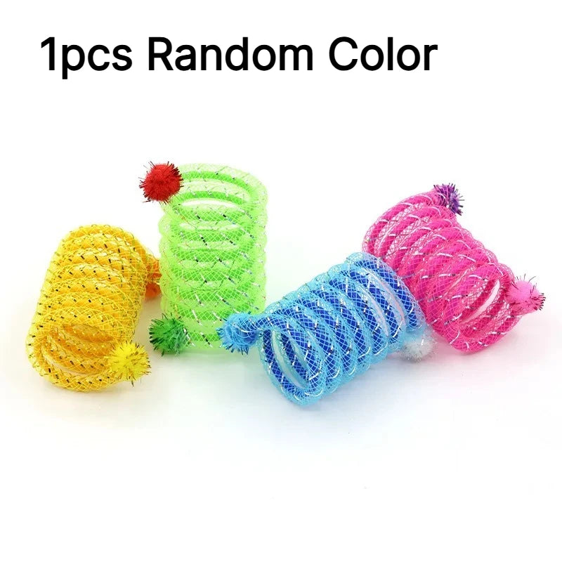 Spring Coil Cat Toy with Plush Ball – Interactive Kitten Toy
