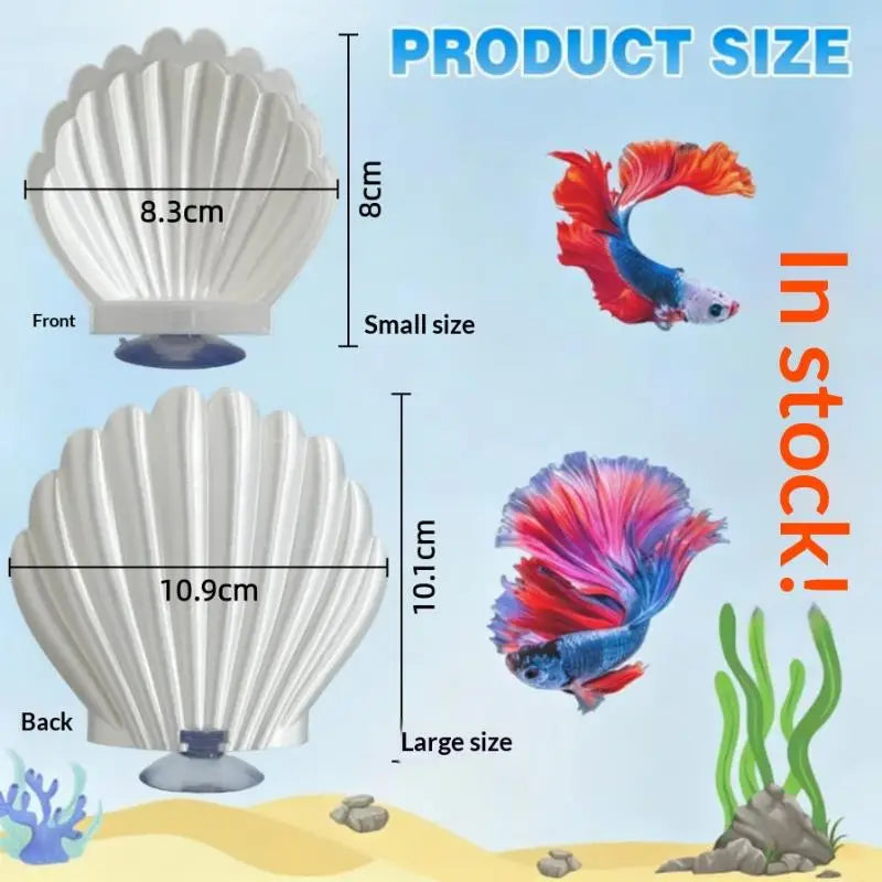 Betta Fish Shell Rest Platform with Suction Cup | 2 Sizes