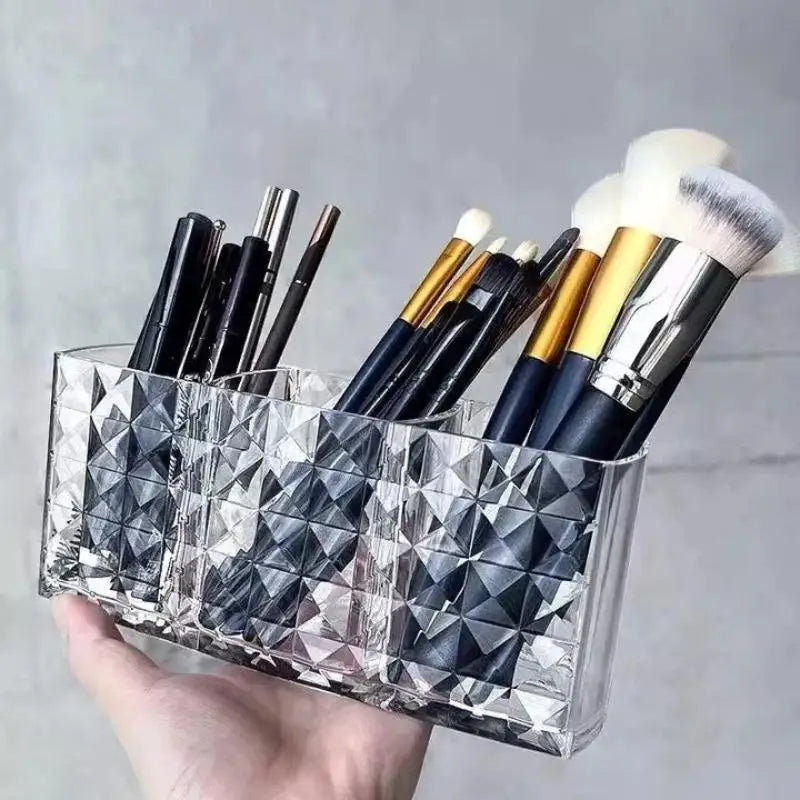 3-Slot Clear Makeup Brush Holder & Cosmetic Organizer Makeup Organizer Nixie