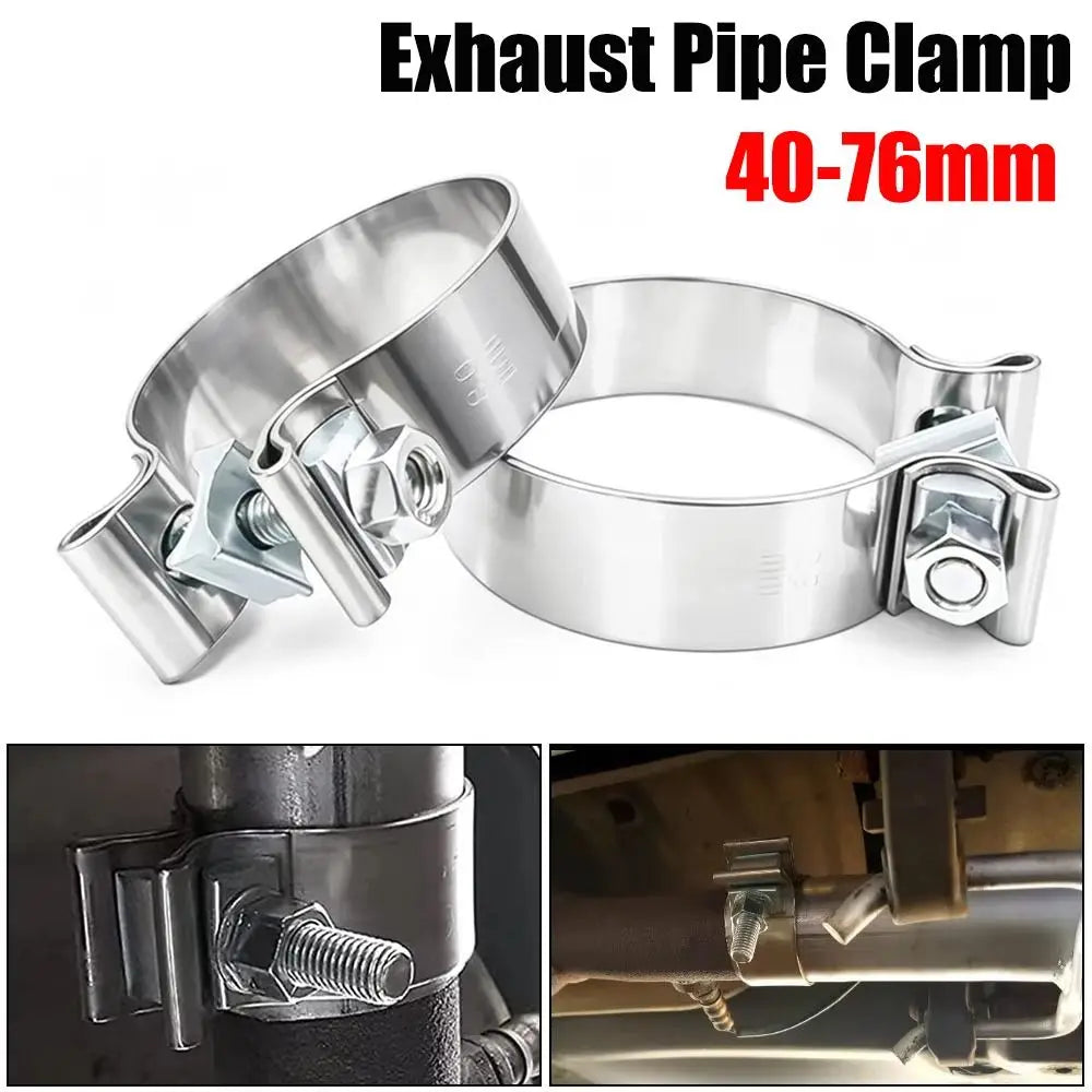 Stainless Steel Exhaust Pipe Clamp 40–76mm Universal Ferrule Exhaust Pipe Clamp Nixie 43mm