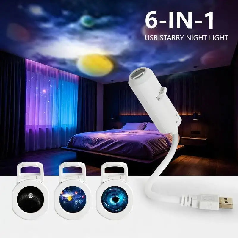 USB Starry Sky Projector Lamp 24-in-1 360° Night Light