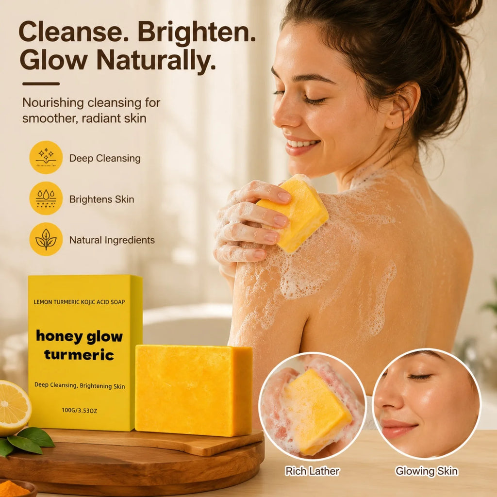 Turmeric Kojic Acid Bar Soap – Honey, Lemon Deep Cleanse Cleansing Bar Soap Nixie