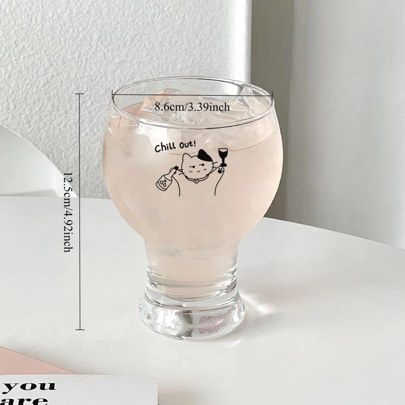 Cartoon High-Footed Glass Cup 420ml – Beer & Juice Glasses Decorative Glass Cup Nixie
