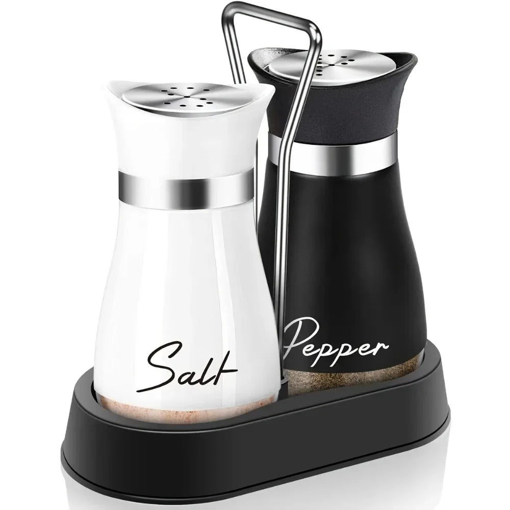 3-Piece Salt & Pepper Shaker Set with Stand – Farmhouse Spice Jar Salt & Pepper Shaker Set Nixie 3PCS-SET