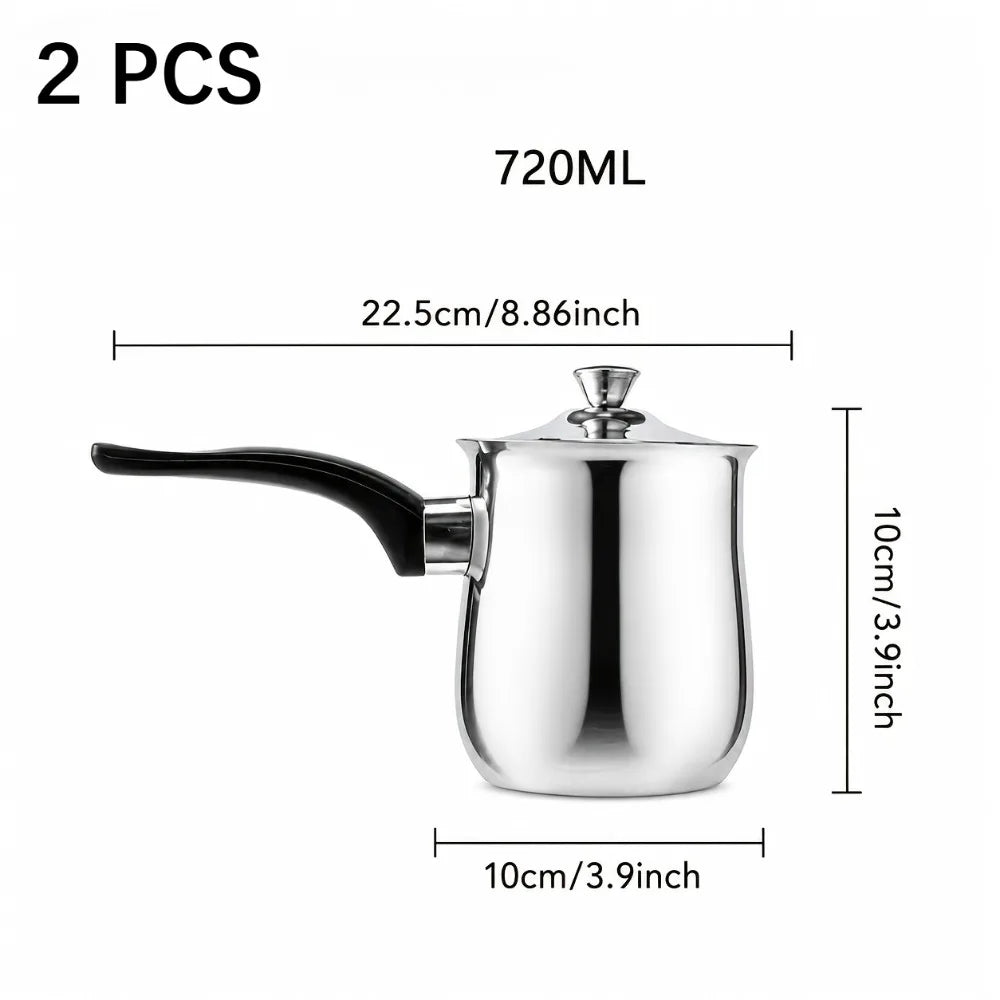2-Piece Stainless Steel Mini Milk Pot & Butter Warmer Saucepan Mini Saucepan Set Nixie 2 pcs