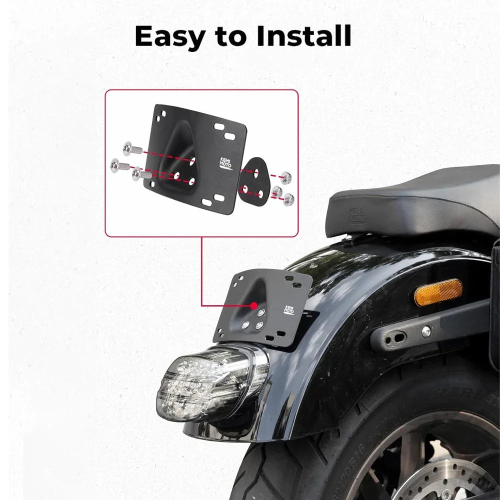 Motorcycle Curved Laydown License Plate Bracket | Softail Dyna License Plate Bracket Nixie
