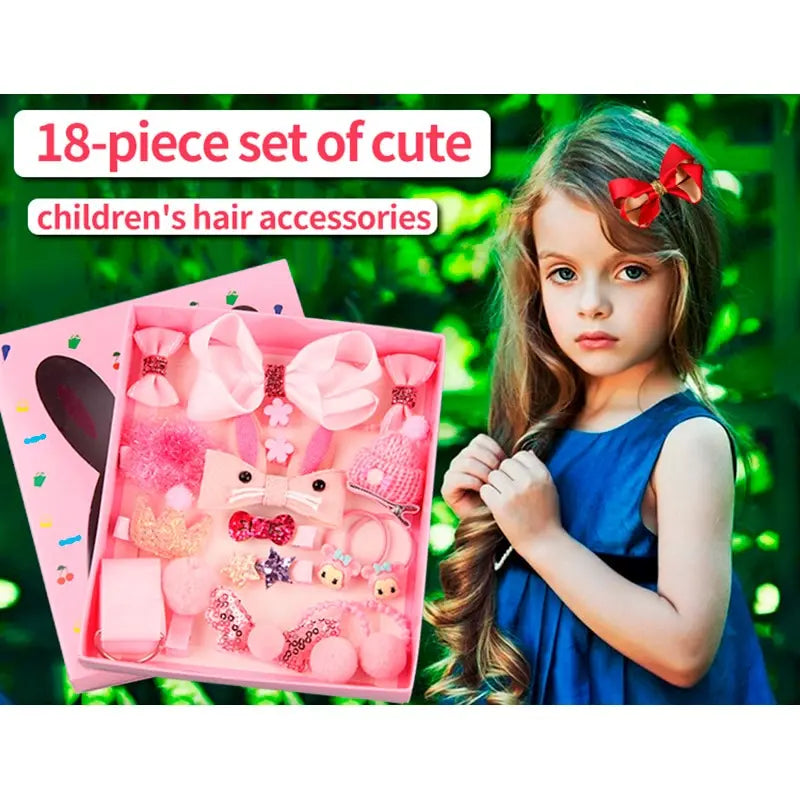 18-Piece Girls Pink Princess Hair Accessories Boxed Gift Set Kids Hair Accessories Nixie