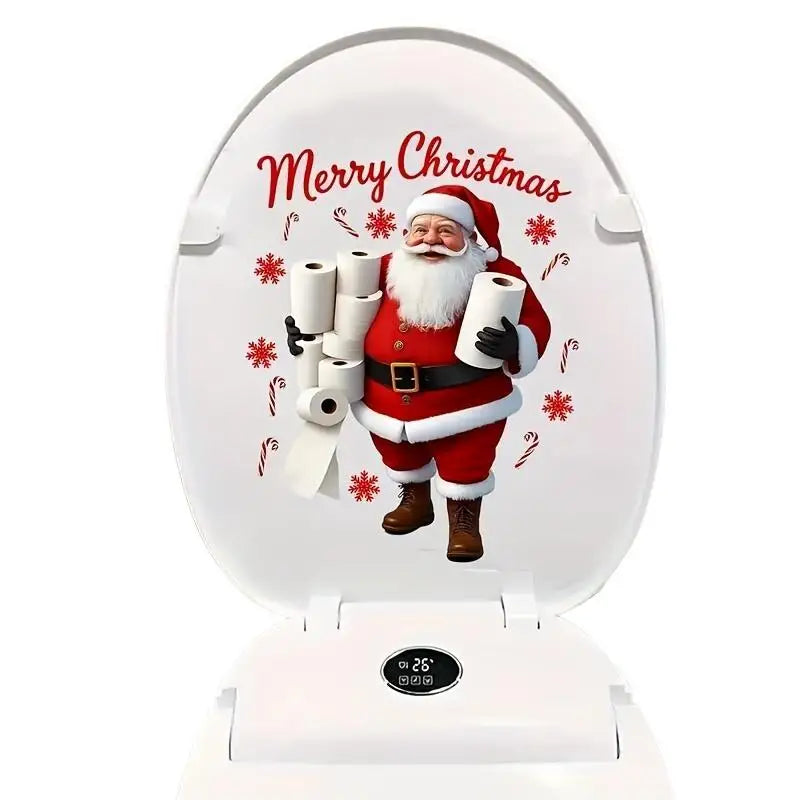 Christmas Santa Claus Toilet Lid Sticker | Waterproof PVC Bathroom Holiday Sticker Nixie