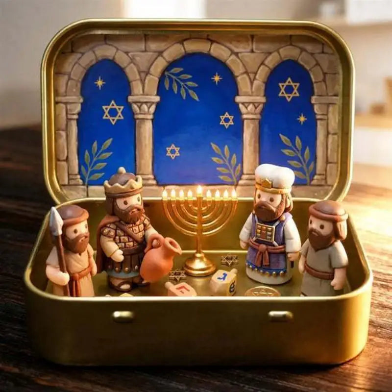 Mini Nativity Scene Set 3D Printed Figurines with Tin Case