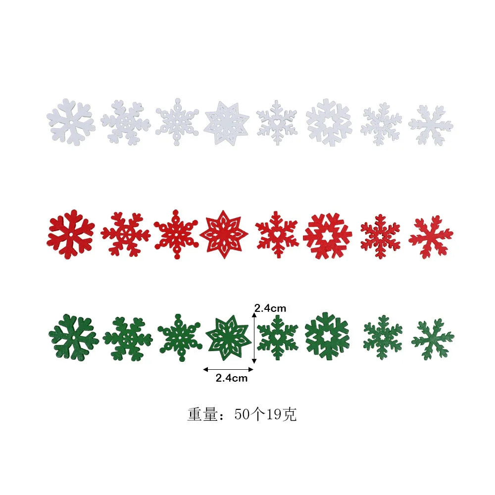 50pcs Snowflake Wooden Slices DIY Christmas Craft Decorations Wood Craft Kit Nixie