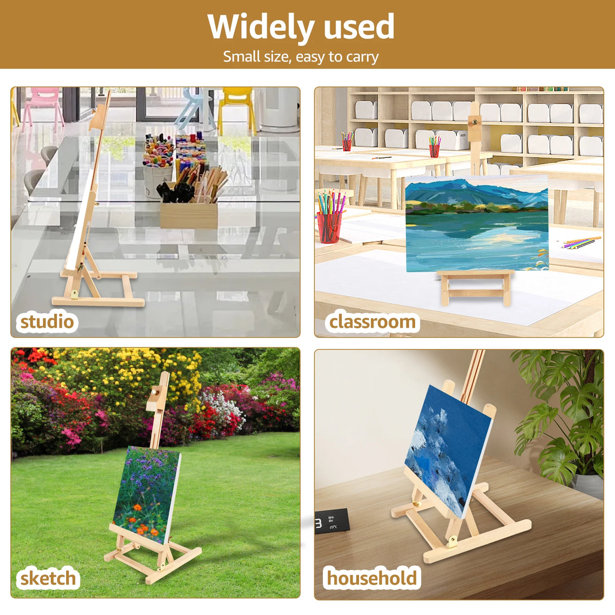 Foldable Wooden Desktop Art Easel – Adjustable Tabletop Stand
