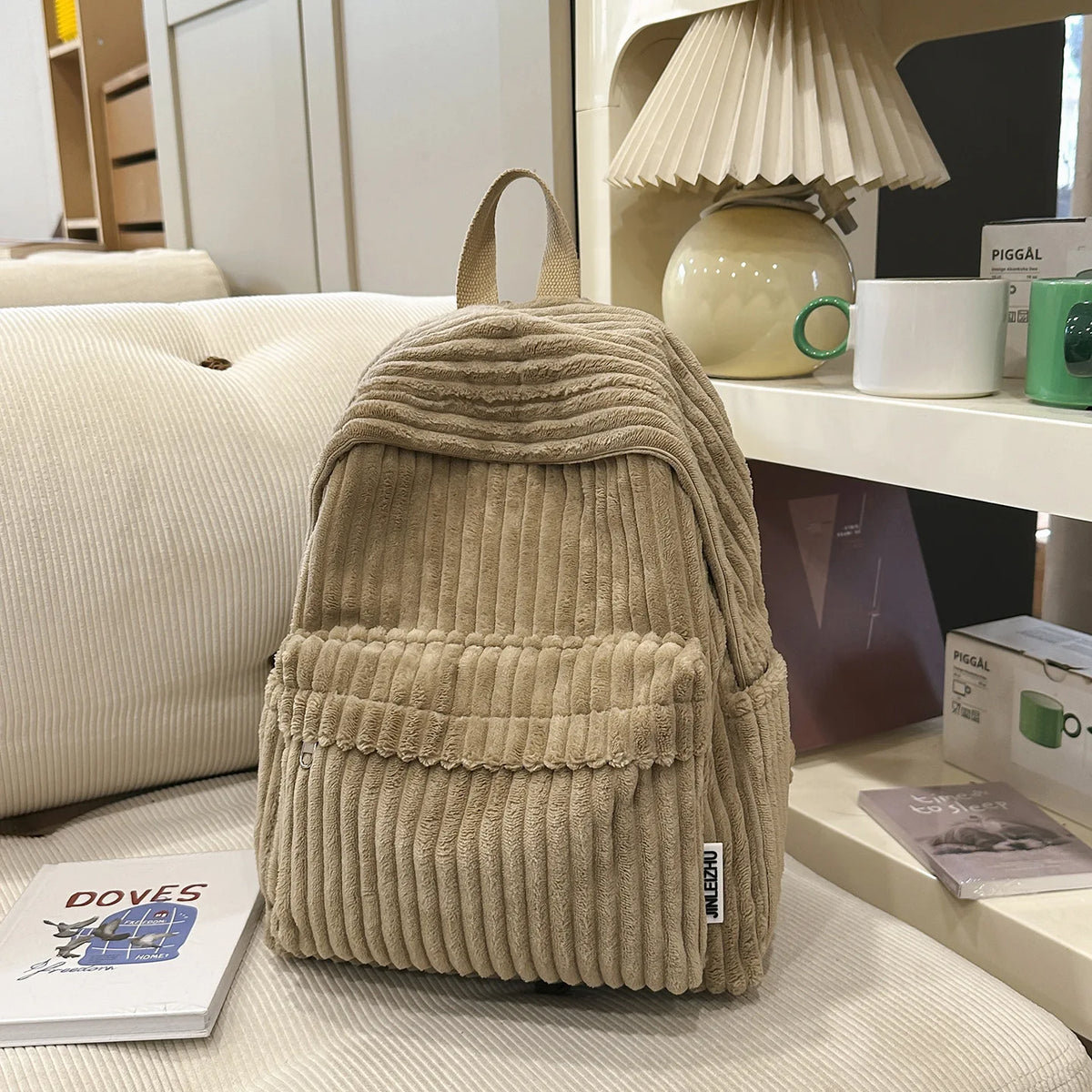 Women's Korean Corduroy Backpack – Versatile Student School Bag