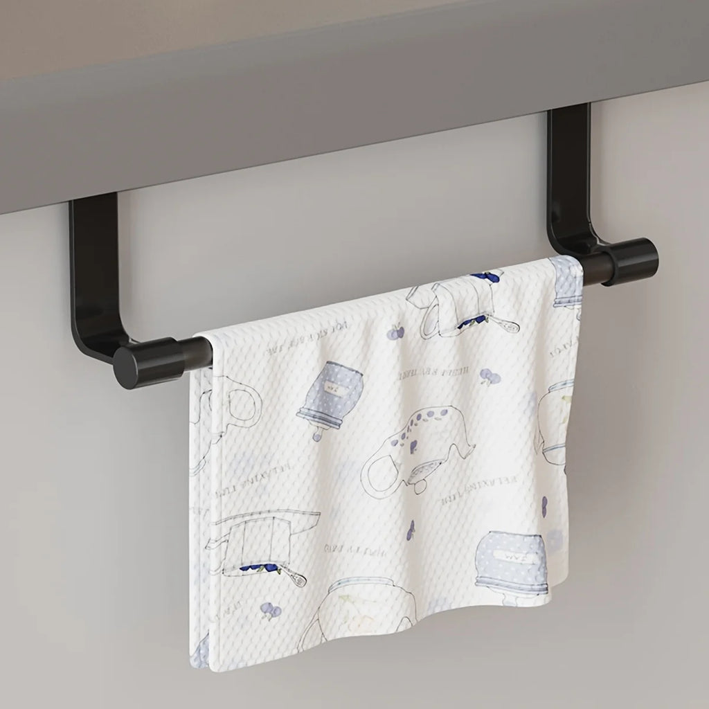No-Drill Cabinet Door Towel Rack – Single Rod Cloth Hanger Cabinet Door Towel Rack Nixie
