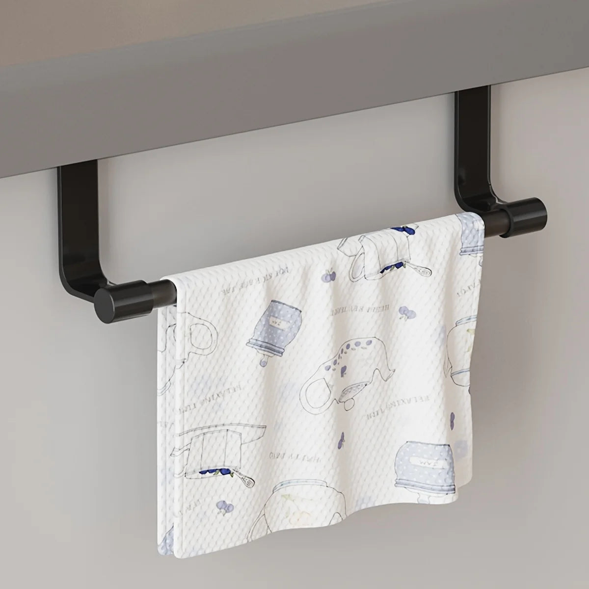 No-Drill Cabinet Door Towel Rack – Single Rod Cloth Hanger Cabinet Door Towel Rack Nixie