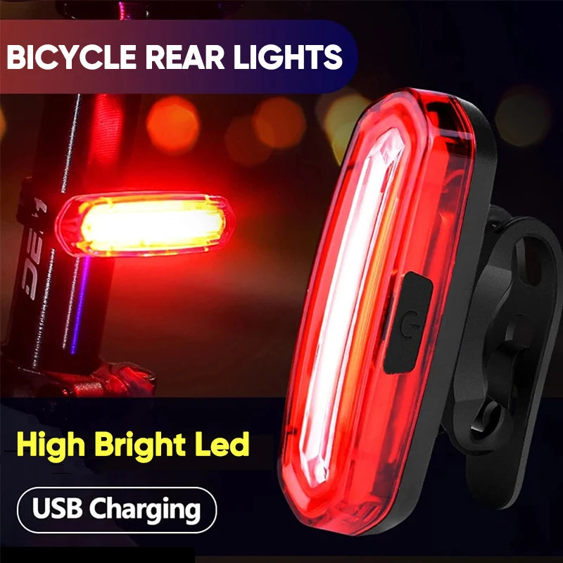 COB LED Bike Rear Tail Light – 6 Modes USB Rechargeable MTB Bicycle Tail Light Nixie