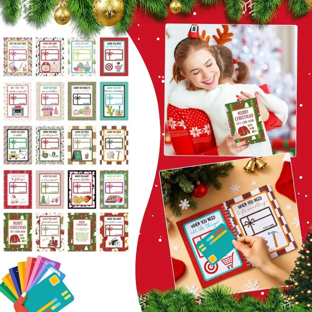 Spiral-Bound Christmas Gift Card Book – DIY Multicolor Paper Holiday Card Book Nixie