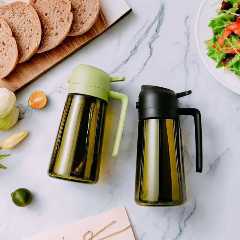 2-in-1 Glass Olive Oil Spray & Pour Bottle | Dark Mist Sprayer Oil Spray Bottle Nixie