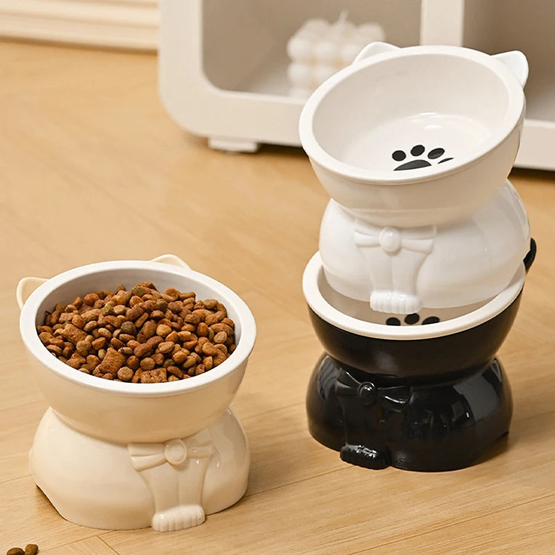 Ceramic Elevated Tilted Pet Bowl – Non-Slip Cat & Dog Dish Elevated Pet Bowl Nixie