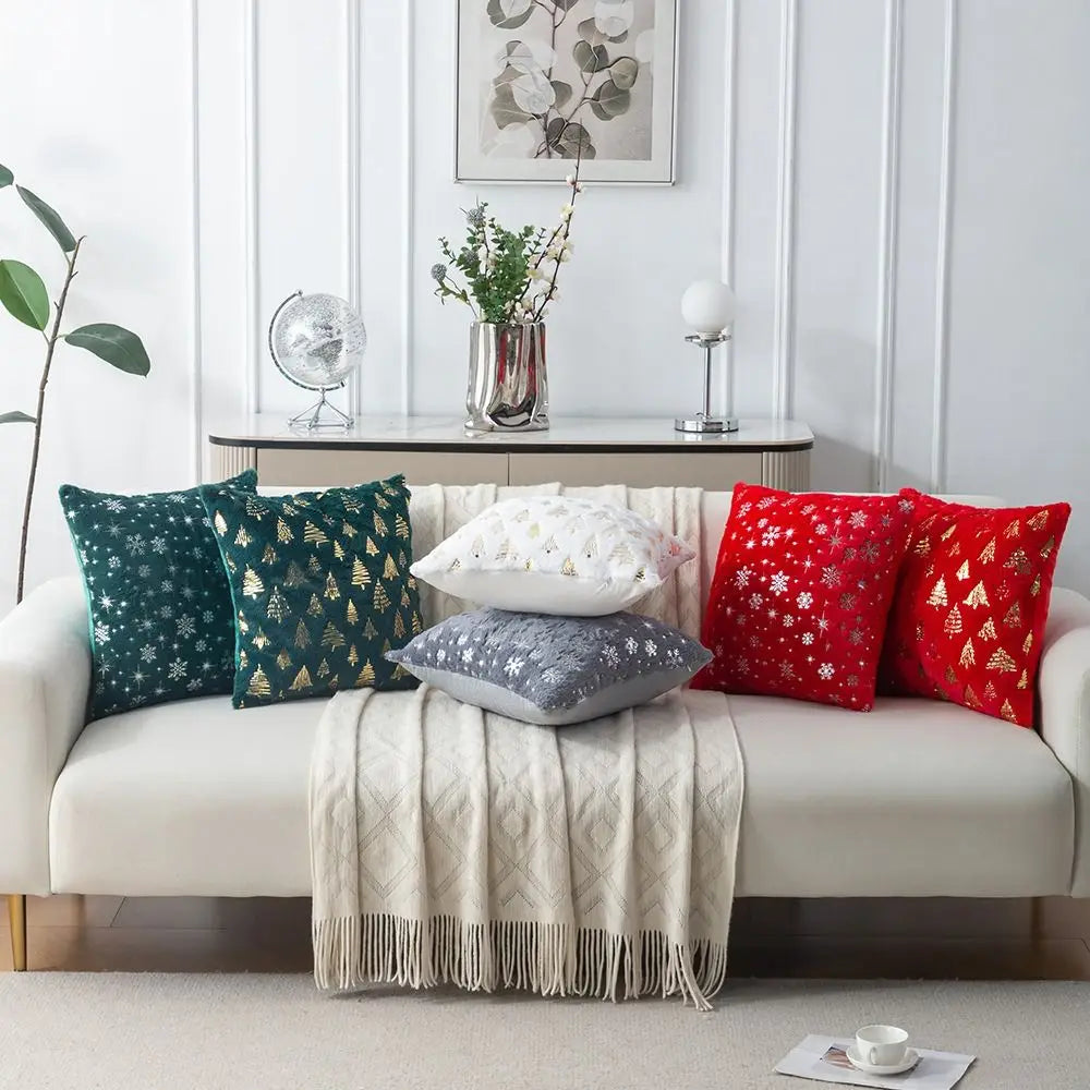 Christmas Plush Throw Pillow Cover | Festive Cushion Slipcover Holiday Pillow Cover Nixie