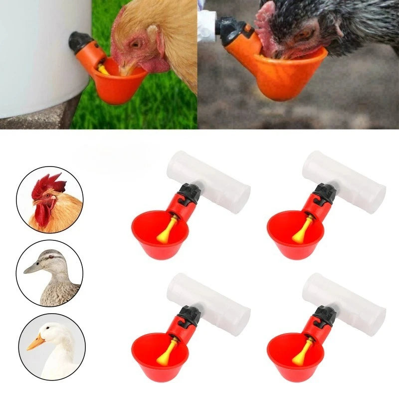 2Pcs Automatic Poultry Drinker Bowl Cups with Nipple Valve Poultry Drinker Bowl Nixie
