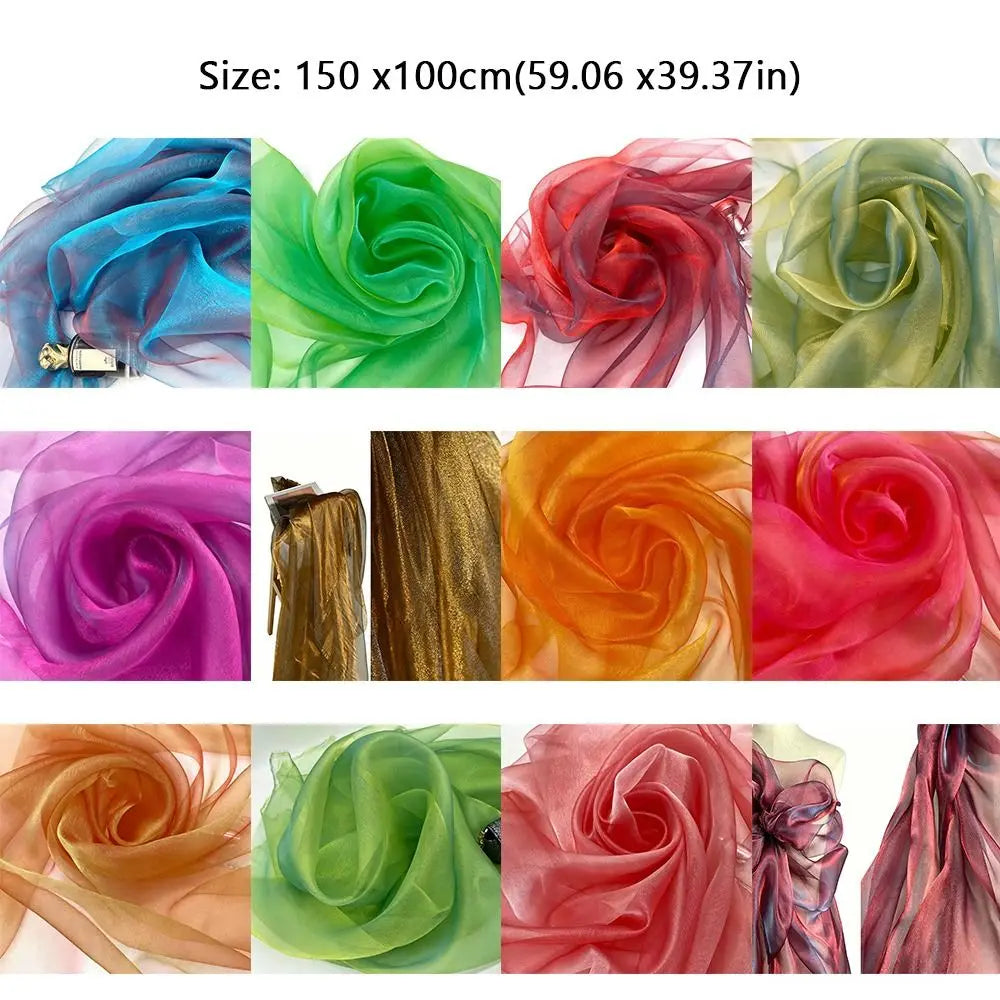 Two-Tone Gradient Organza Fabric 150x100cm – Soft Sheer Yarn Organza Craft Fabric Nixie