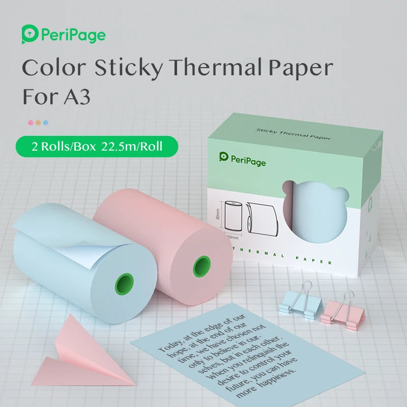 Peripage 80x50mm Thermal Paper 2-Pack – 10-Year Print Life Thermal Paper Rolls Nixie 80x50 Color Sticker