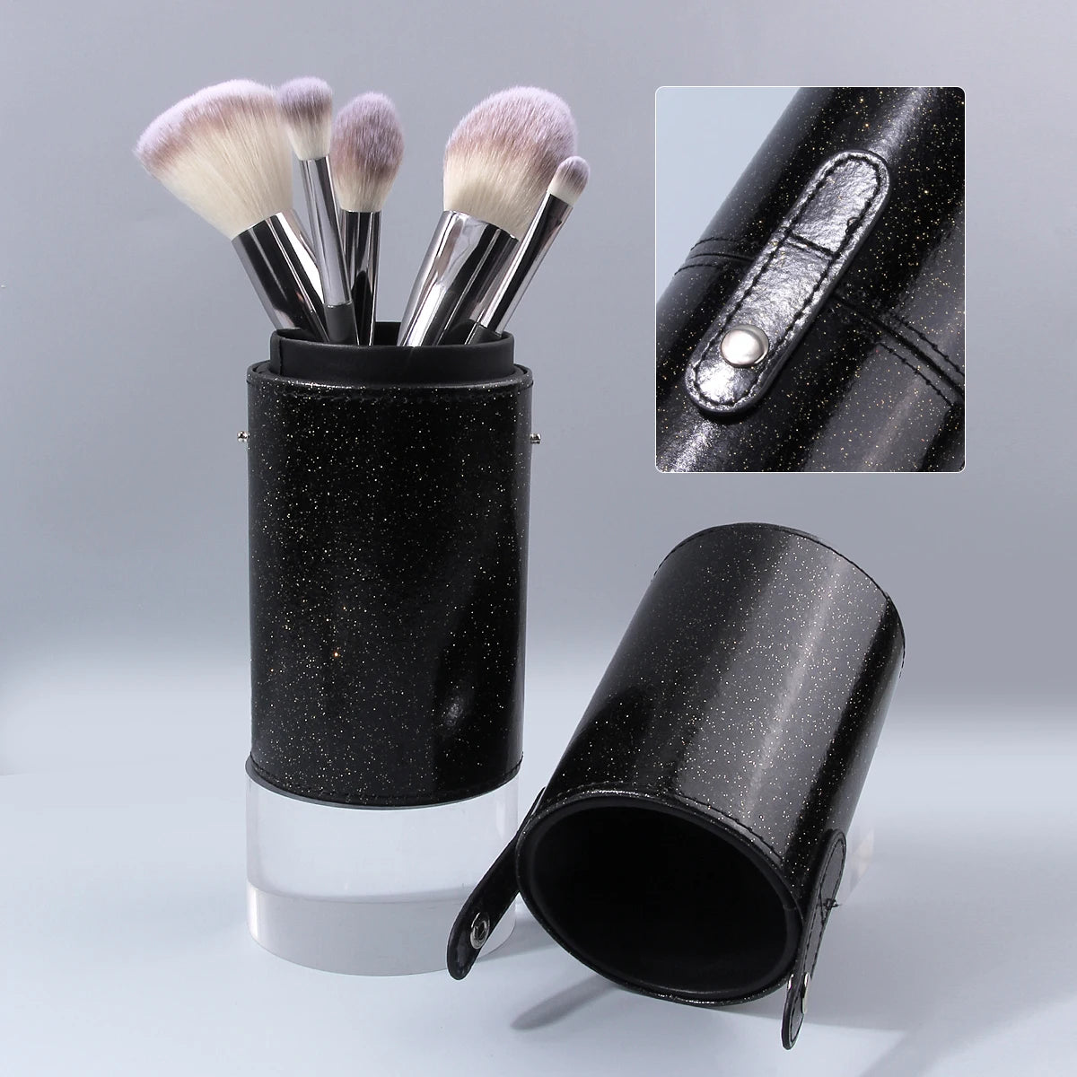 Black Leather Makeup Brush Holder & Desktop Organizer Makeup Brush Holder Nixie