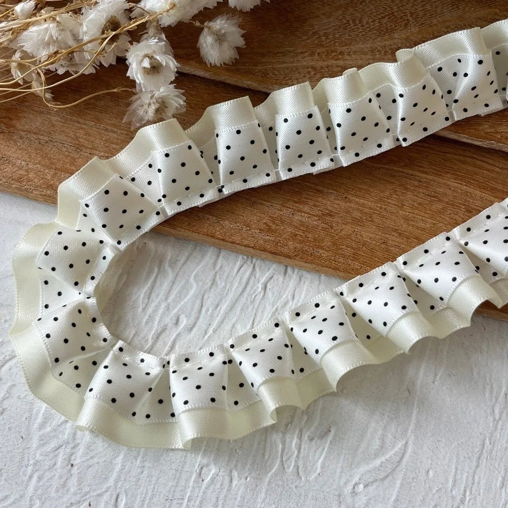 2M Pleated Ruffle Ribbon Trim – Double Layer Lace DIY Crafts
