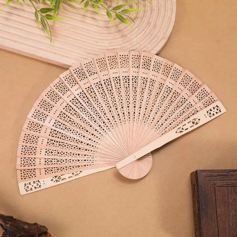 Hollow-Carved Wood Folding Fan – Wedding Favor & Home Décor Decorative Folding Fan Nixie