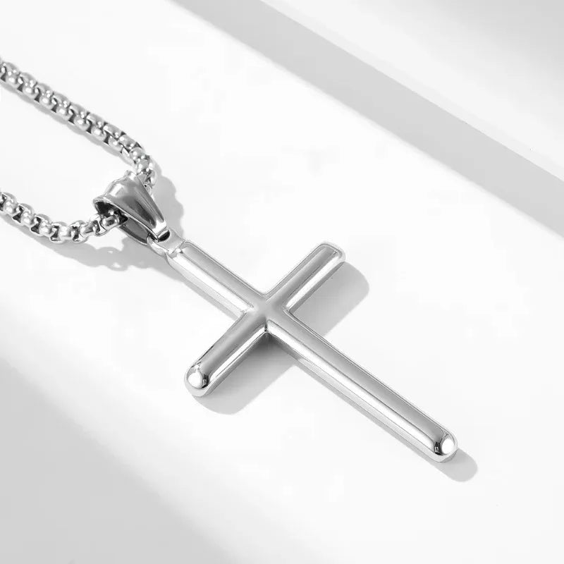 Cross Pendant Choker Necklace | Unisex Stainless Steel Gift Pendant Necklace Nixie