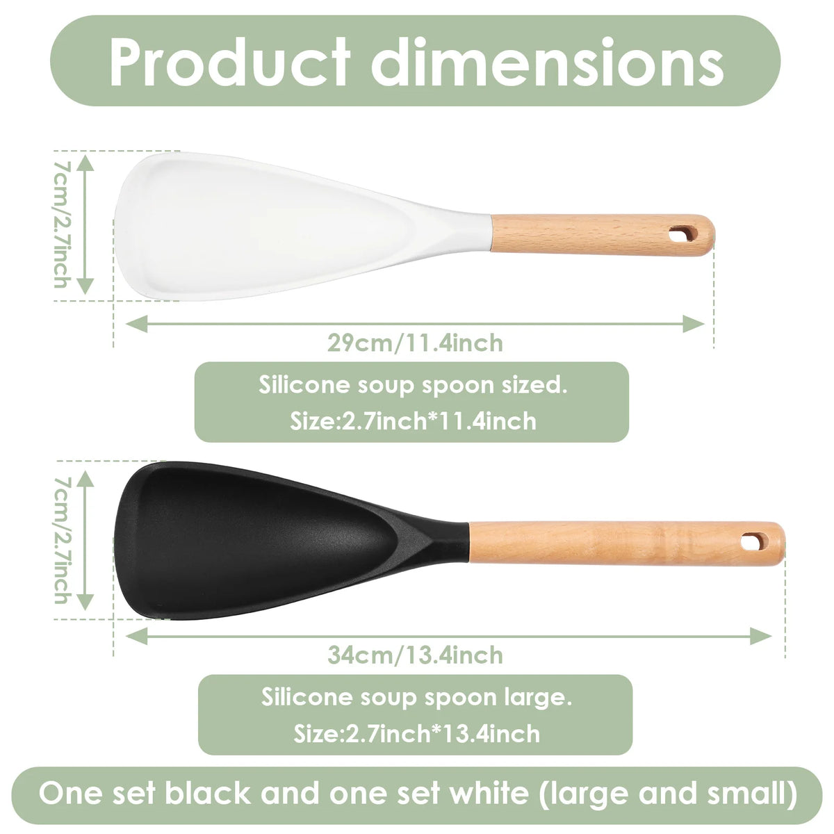 Silicone Spatula Spoon Set with Wooden Handle – 2/4/8 Pcs Silicone Kitchen Utensils Nixie