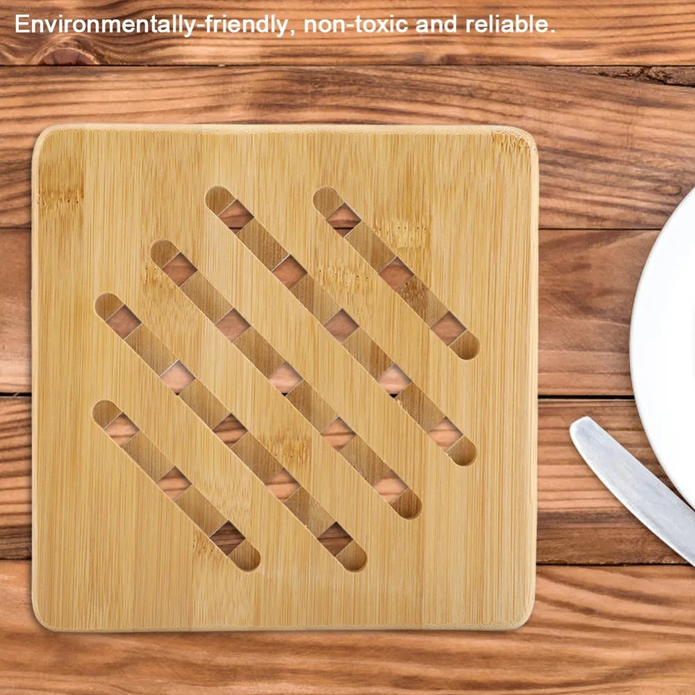 Bamboo Placemat Heat Resistant Hollow Insulation Dish Mat Bamboo Trivet Mat Nixie