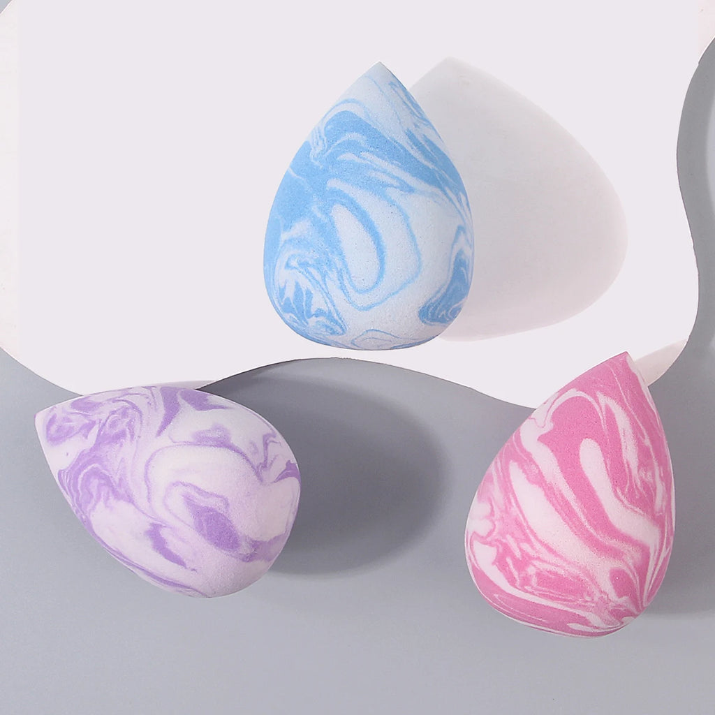 3-Pack Marble Makeup Sponge Eggs – Wet & Dry Foundation Puffs Makeup Sponge Set Nixie