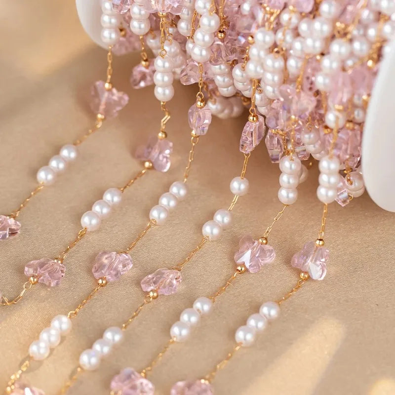 Golden Crystal Beaded Chain for DIY Necklace & Bracelet – Nixie DIY Jewelry Chain Nixie