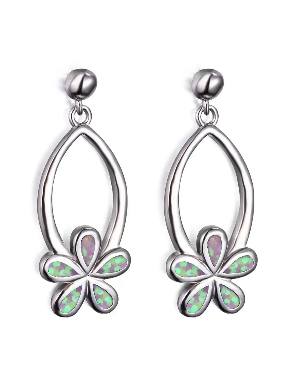 White Simulated Opal Heart Drop Earrings | Zinc Alloy Fashion Drop Earrings Nixie