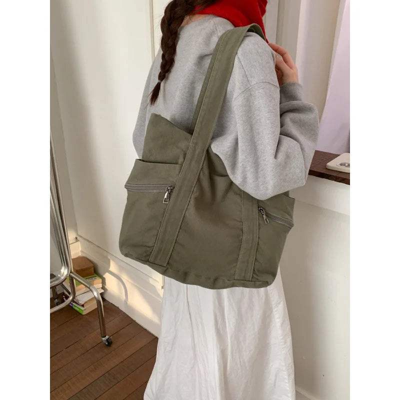 Nixie Large Canvas Tote Bag – Women's Shoulder Commuter Bag