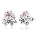 Silver Floral Daisy Zircon Stud Earrings – Pink & Peach Stud Earrings Nixie MULTI