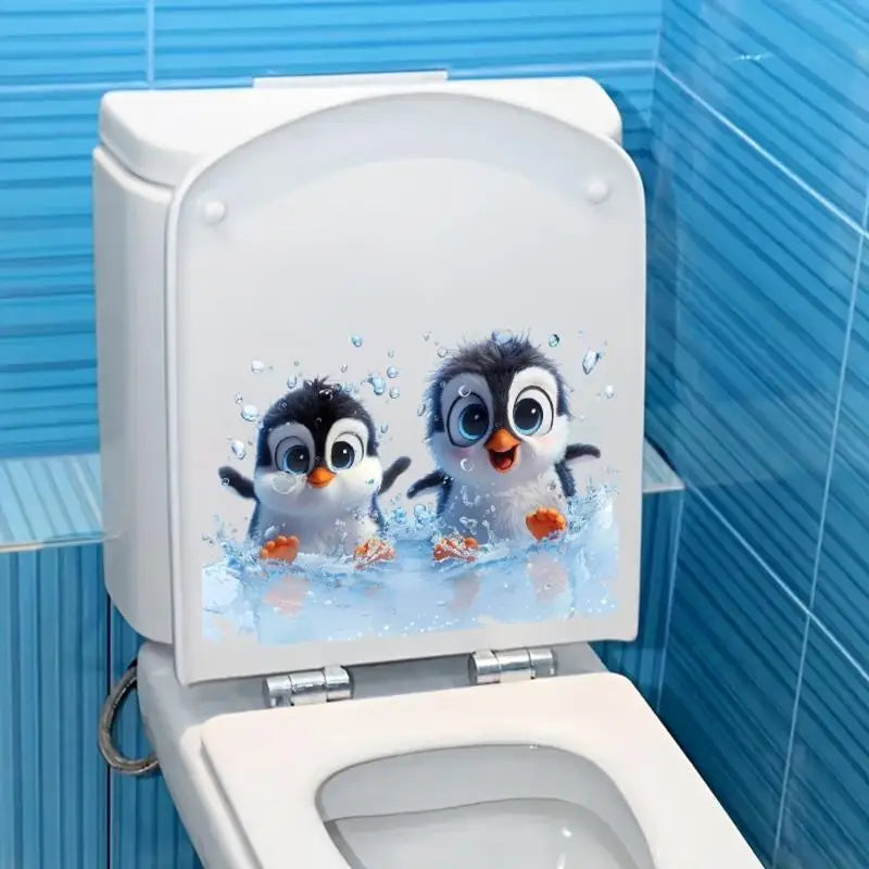 Penguin Toilet Lid Sticker – Waterproof Self-Adhesive PVC Decal Bathroom Decal Sticker Nixie Default Title