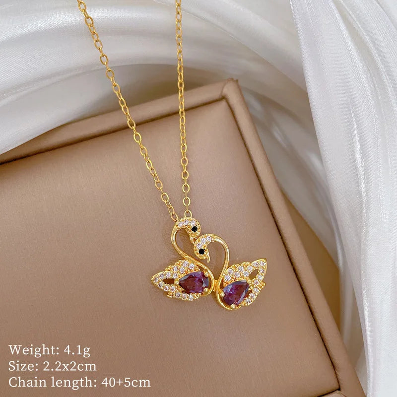Swan Duckling Pendant Necklace – Dainty Gold Clavicle Chain Pendant Necklace Nixie XL1548-5