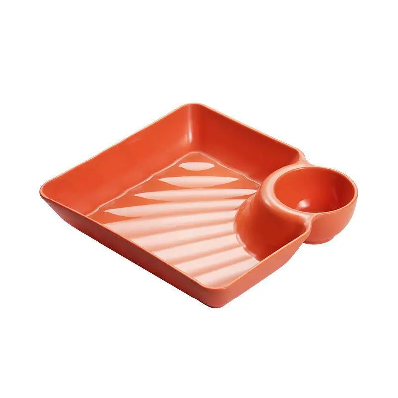 4-Pack BPA Free Dumpling Plates with Sauce Compartment