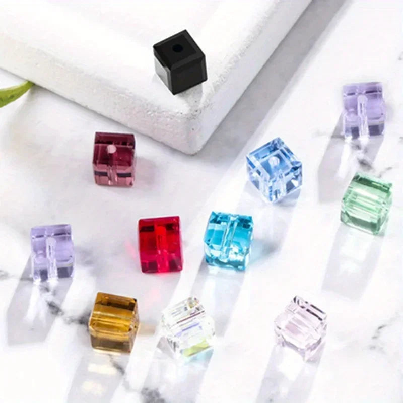 Cube Faceted Crystal Glass Beads 4mm 6mm 8mm – DIY Jewelry Crystal Craft Beads Nixie