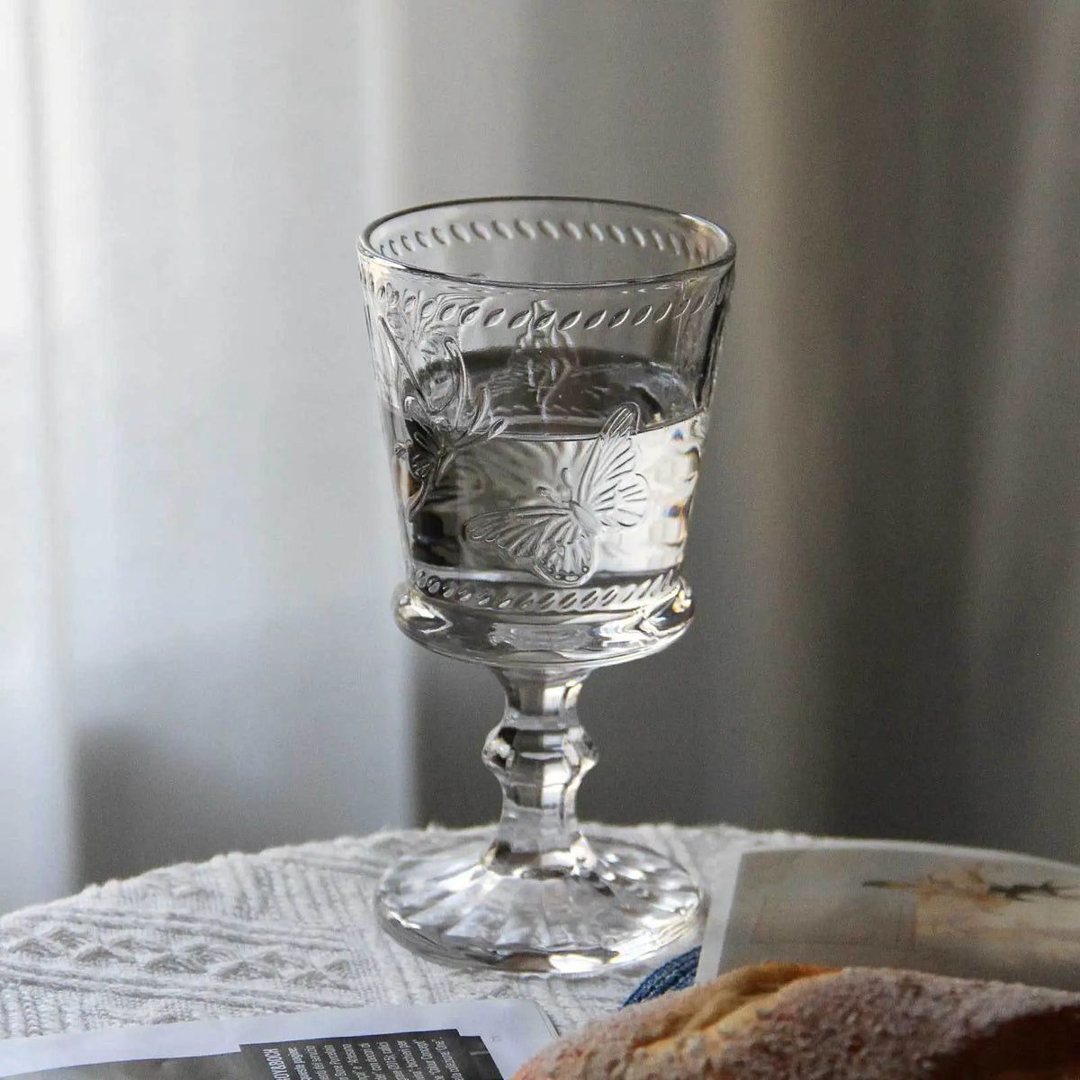 French Dragonfly Relief Crystal Goblet | Wine & Juice Glass Crystal Wine Goblet Nixie butterfly 301-400ml