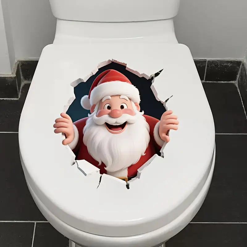 Christmas Santa Break-Through Window Decal PVC Sticker Xmas Decor Window Decal Sticker Nixie