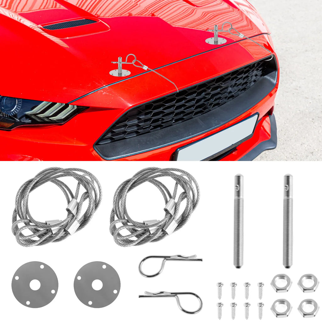 Stainless Steel Hood Pin Plate Lock Kit – Universal Racing Fit Hood Pin Lock Kit Nixie