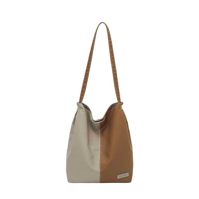 Women's Retro Color Block Bucket Bag | Large Capacity Tote Bucket Shoulder Bag Nixie