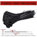 Black Self-Locking Nylon Cable Ties 5×200mm & 8×300mm Bulk Nylon Cable Ties Nixie 100PCS 3x200mm black