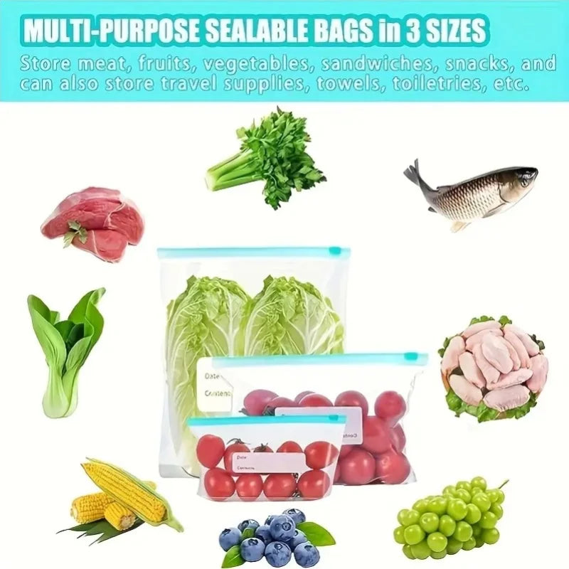24pcs Reusable Large Food Storage Bags – Freezer & Kitchen Food Storage Bags Nixie
