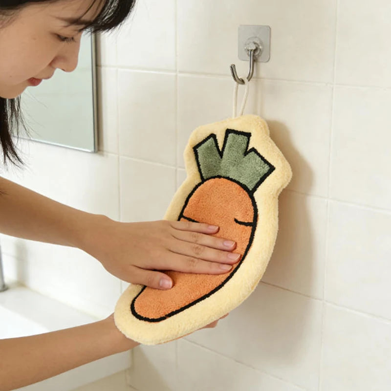 Vegetable Coral Fleece Hand Towels – Quick-Dry Kitchen & Bath Hand Towel Nixie